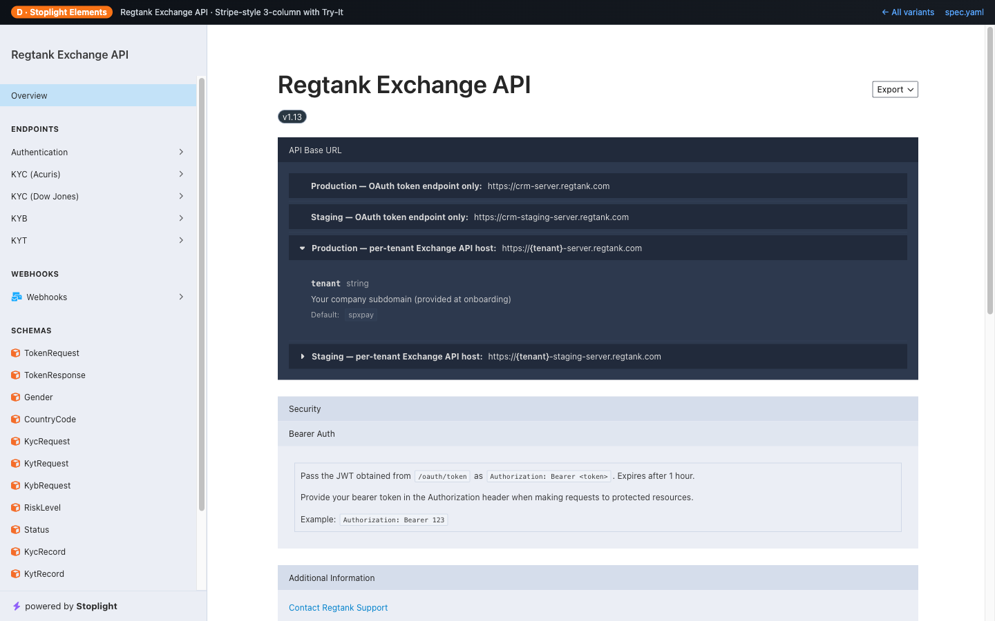 Regtank API · Documentation experiments